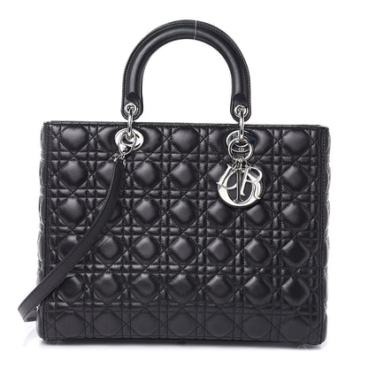 Christian Dior Lambskin Cannage Large Lady Dior Black 1 of 17