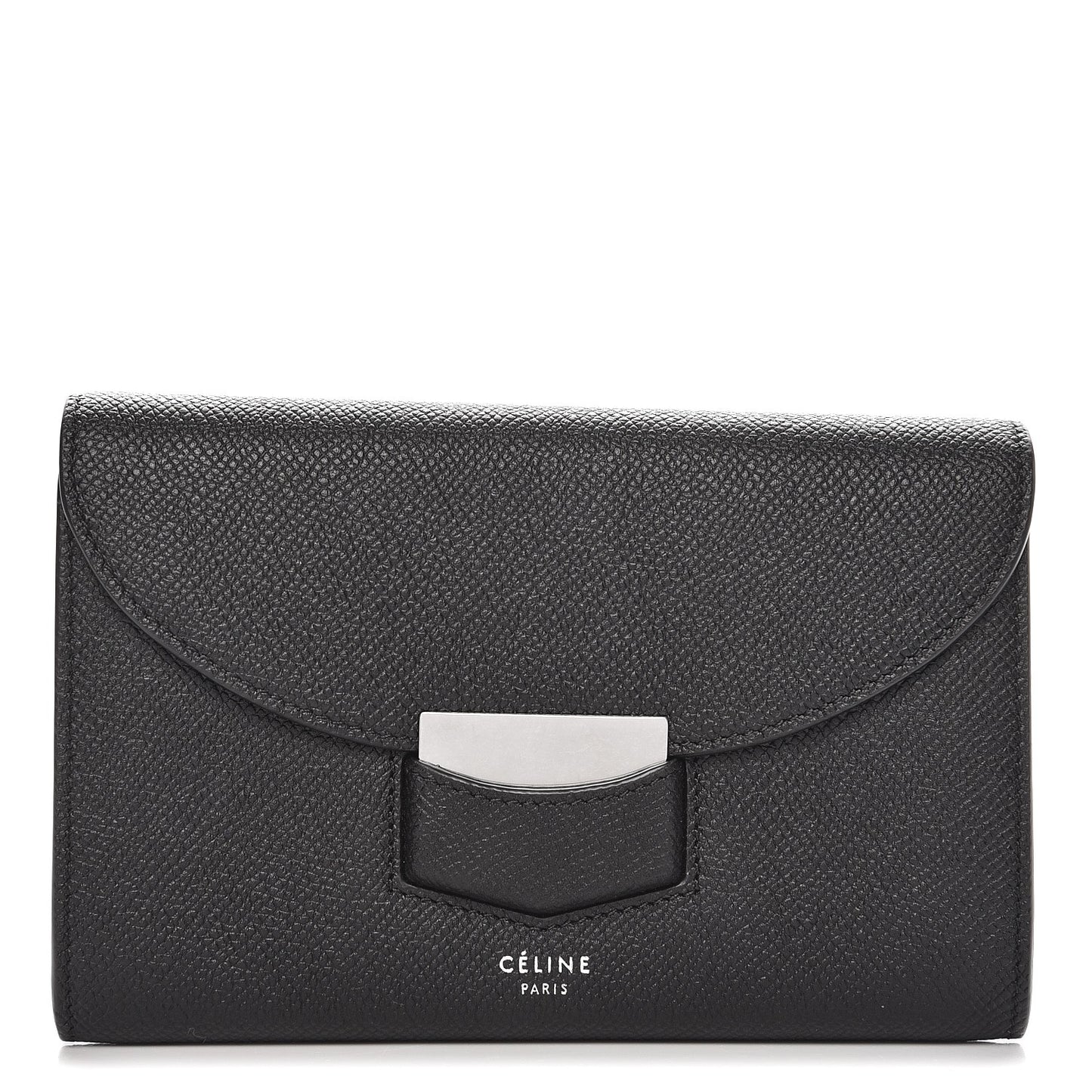Grained Calfskin Medium Trotteur Multifunction Flap Wallet Black