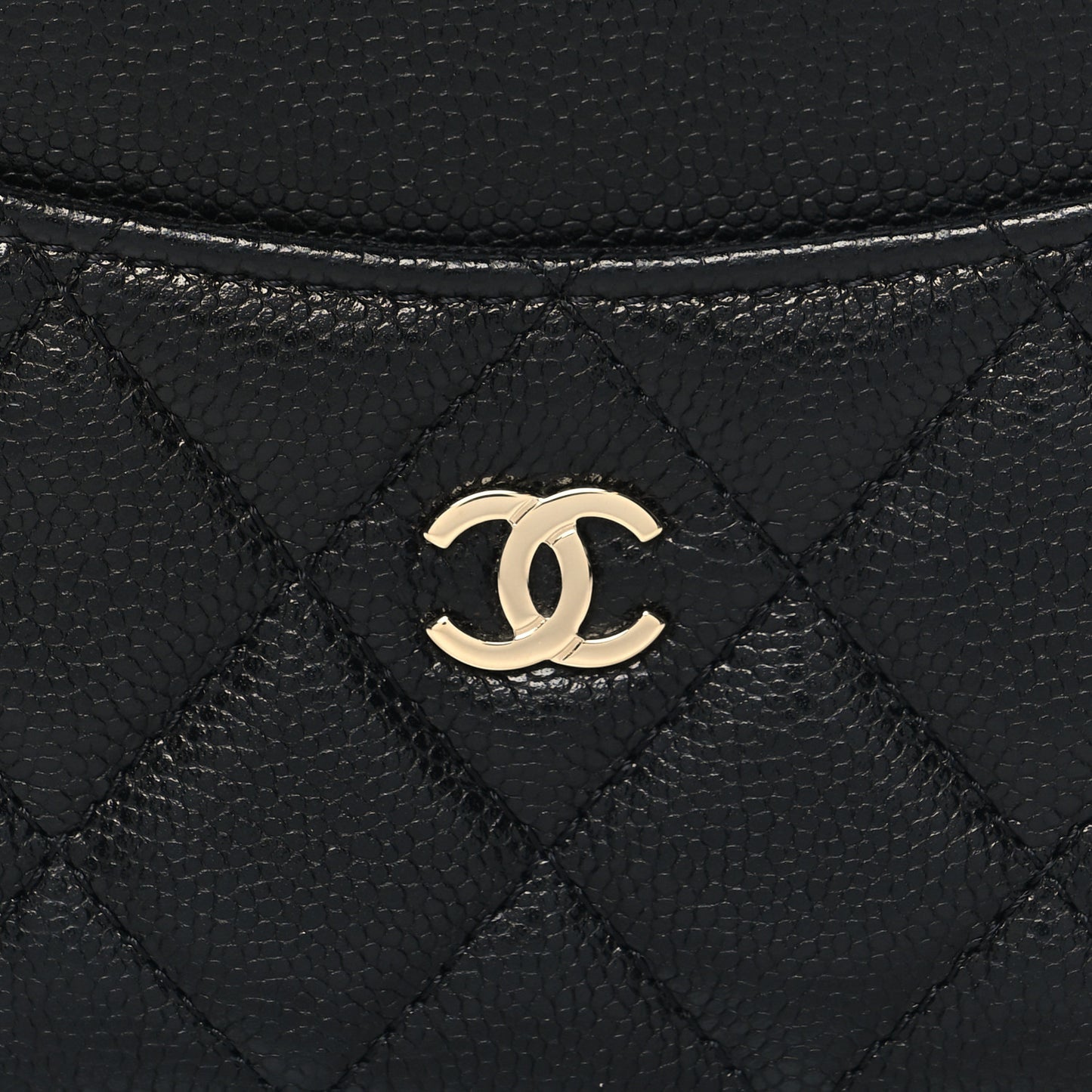 Caviar Quilted CC Zip Around Card Holder Black