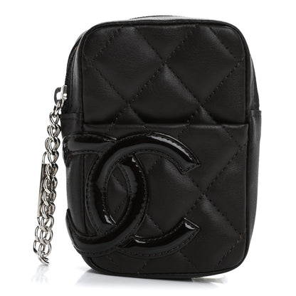 Chanel Calfskin Patent Quilted Cambon Cigarette Case Holder Brown 1 of 10