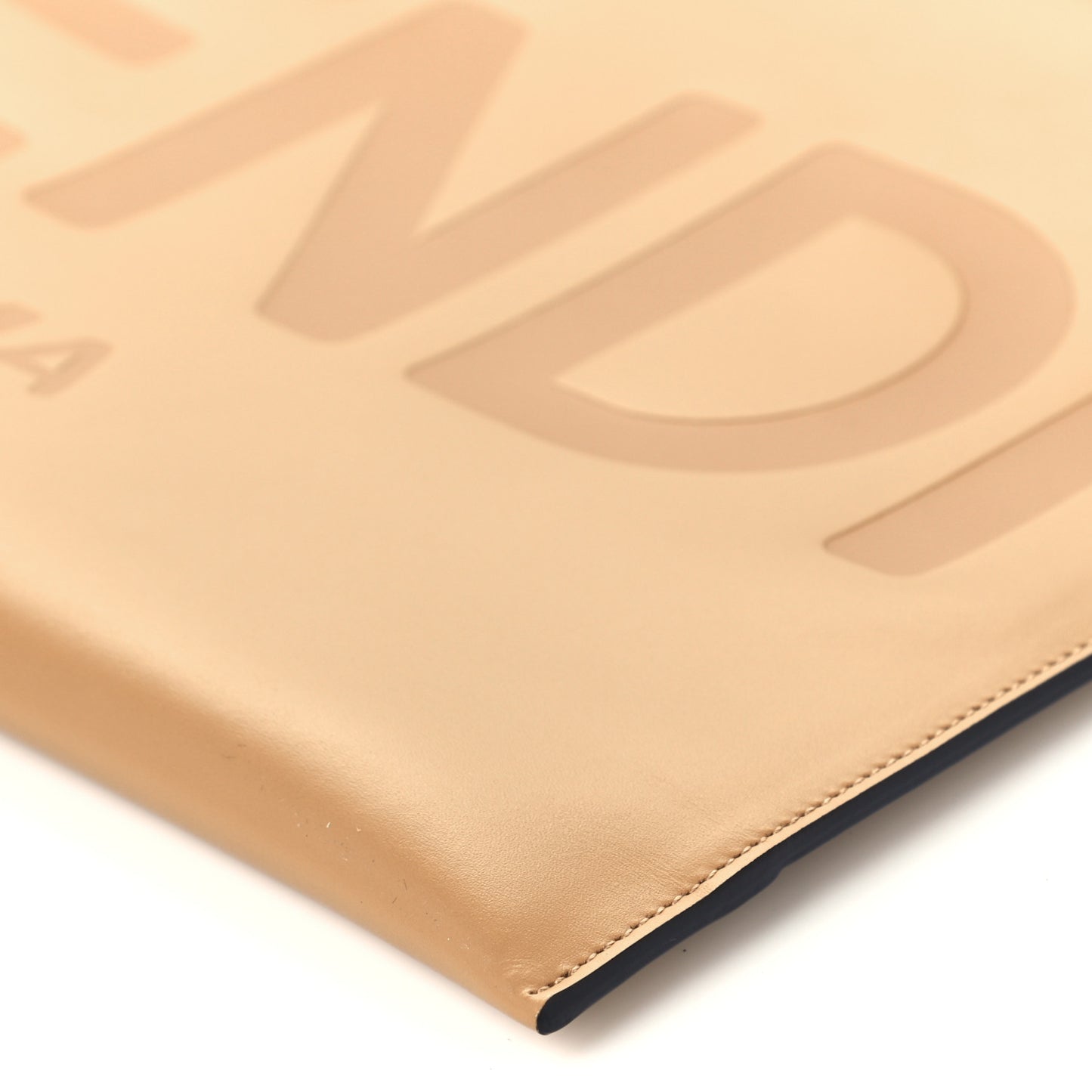 Vitello King Logo Embossed Large Flat Pouch Miele Scuro