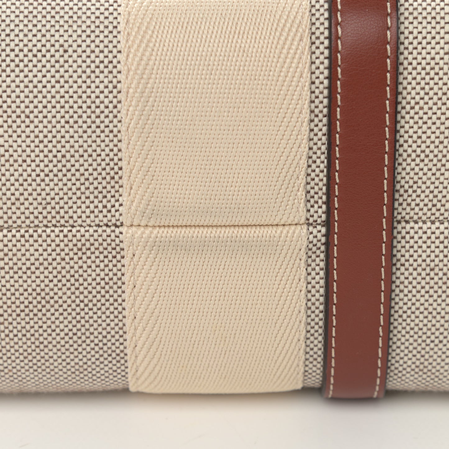 Cotton Calfskin Medium Woody Ribbon Tote White Brown