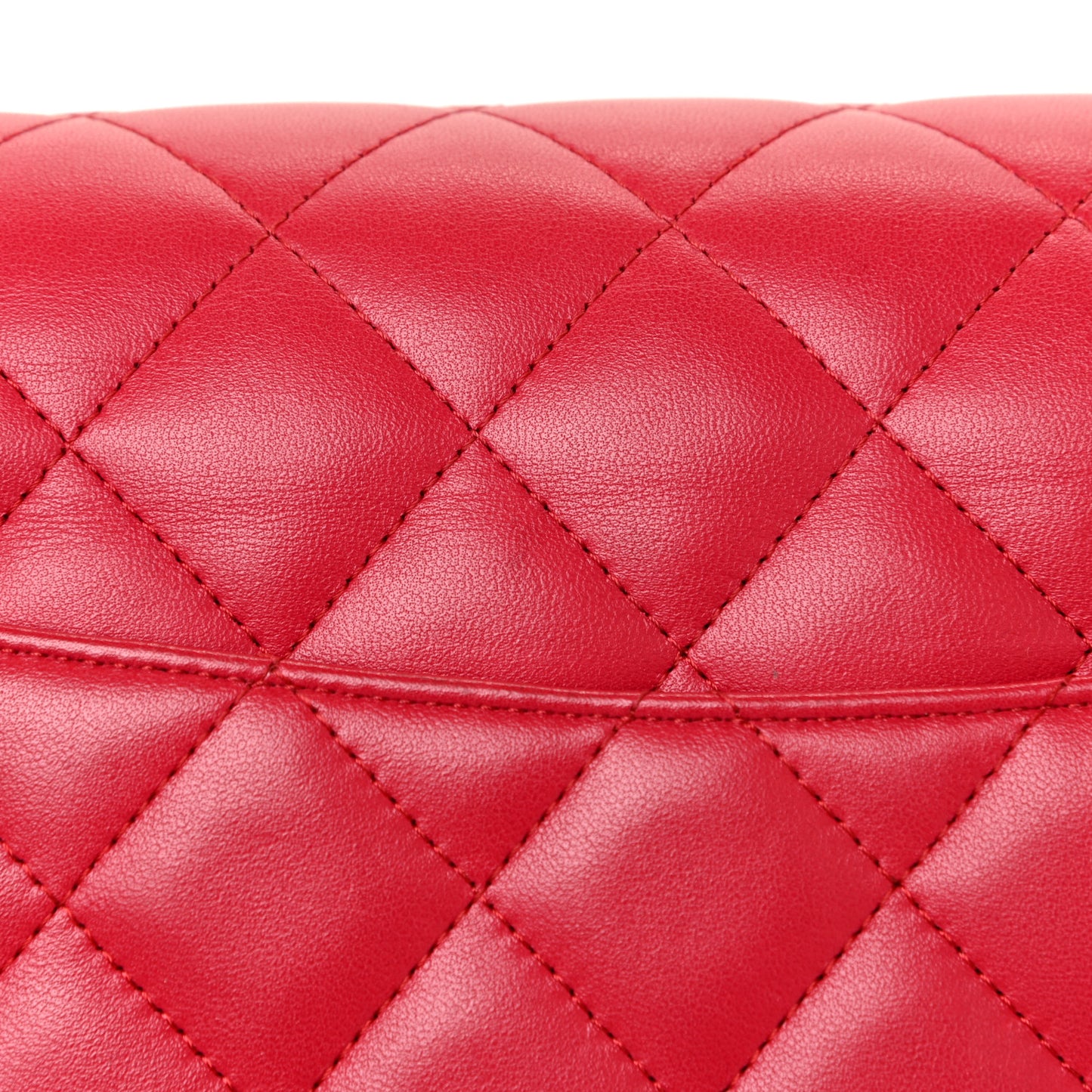Lambskin Quilted Jumbo Double Flap Red