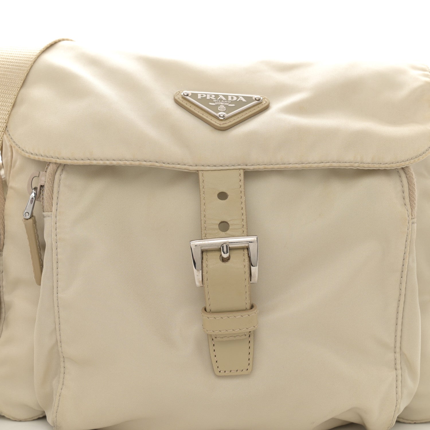 Prada Tessuto Nylon Saffiano Small Vela Messenger Deserto 9 of 11