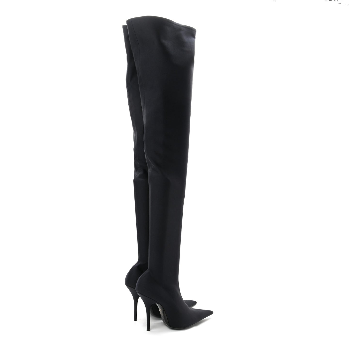 Spandex Pointed Toe Knife Thigh High Boots 40 Black