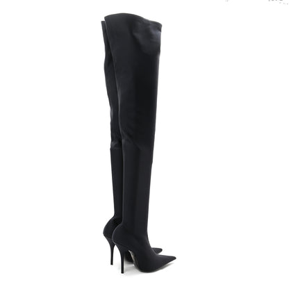 Balenciaga Spandex Pointed Toe Knife Thigh High Boots 40 Black 4 of 6