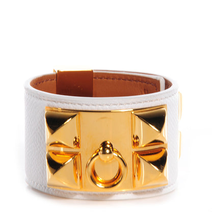Hermes Epsom Collier de Chien CDC Bracelet White Small 1 of 7