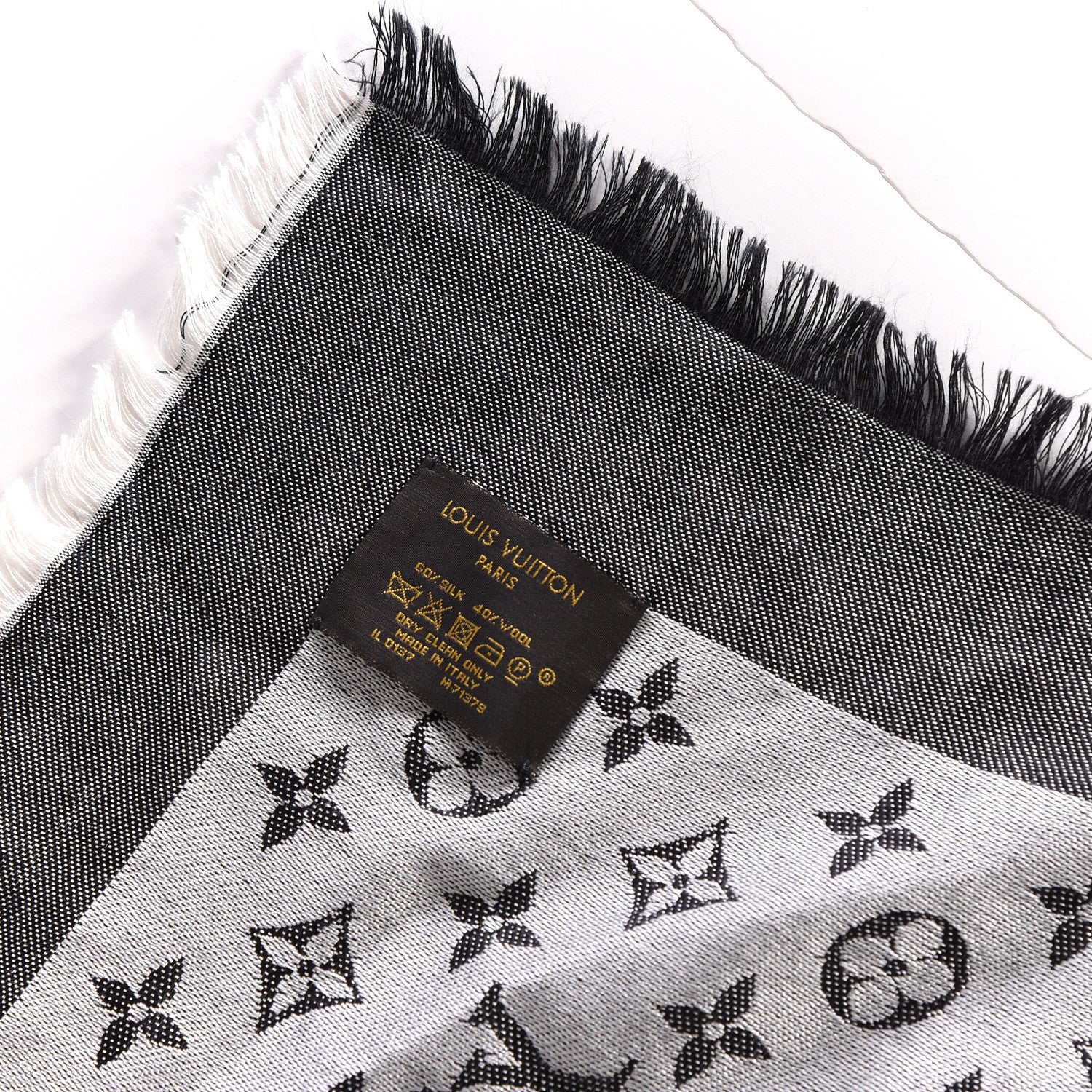 Louis Vuitton Silk Wool Monogram Denim Shawl Black 3 of 3