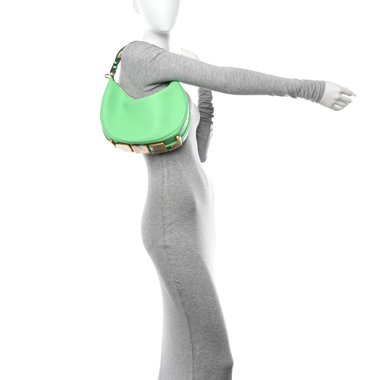 Vitello Grace Matte Small Fendigraphy Hobo Bag Edamame