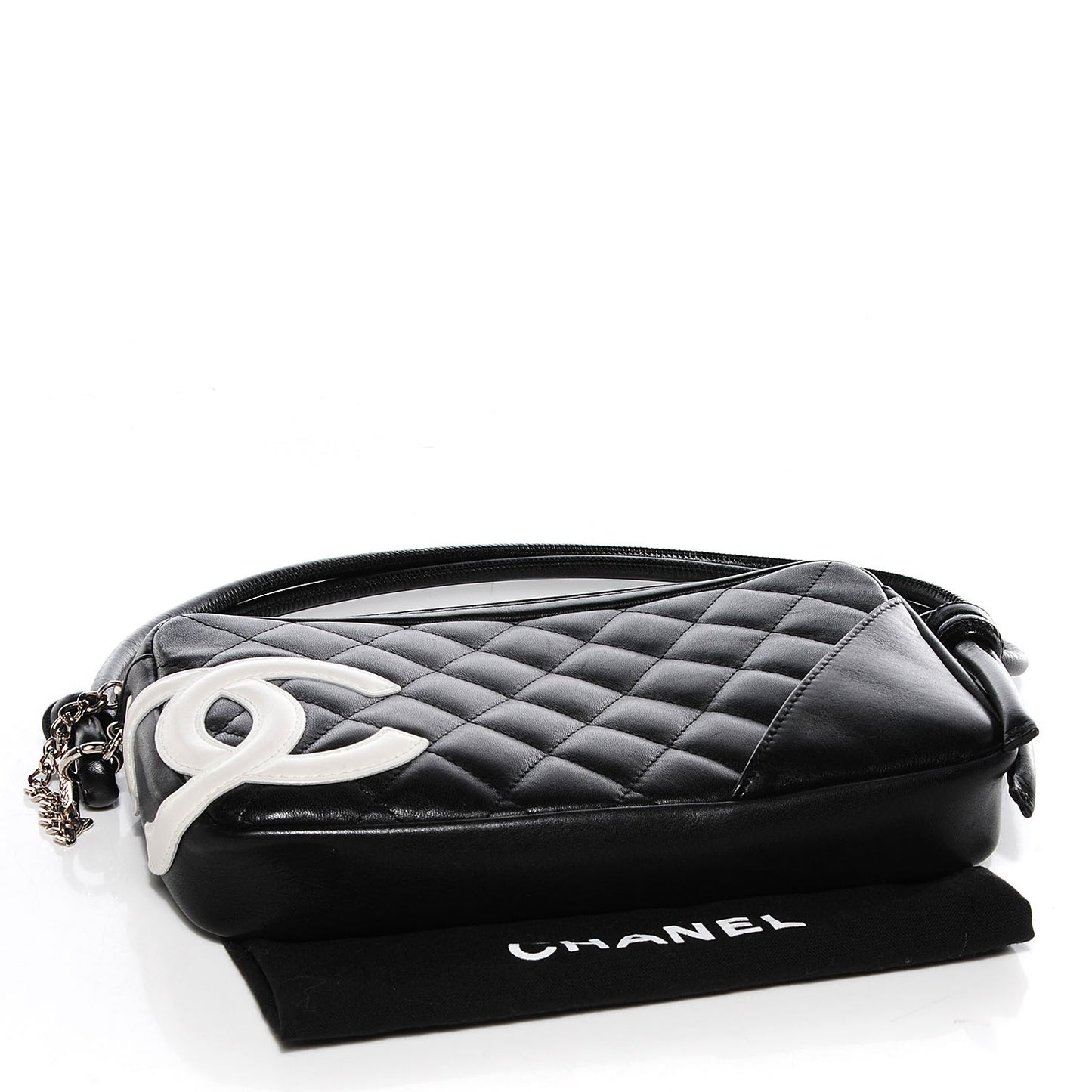 Calfskin Quilted Cambon Pochette Black White