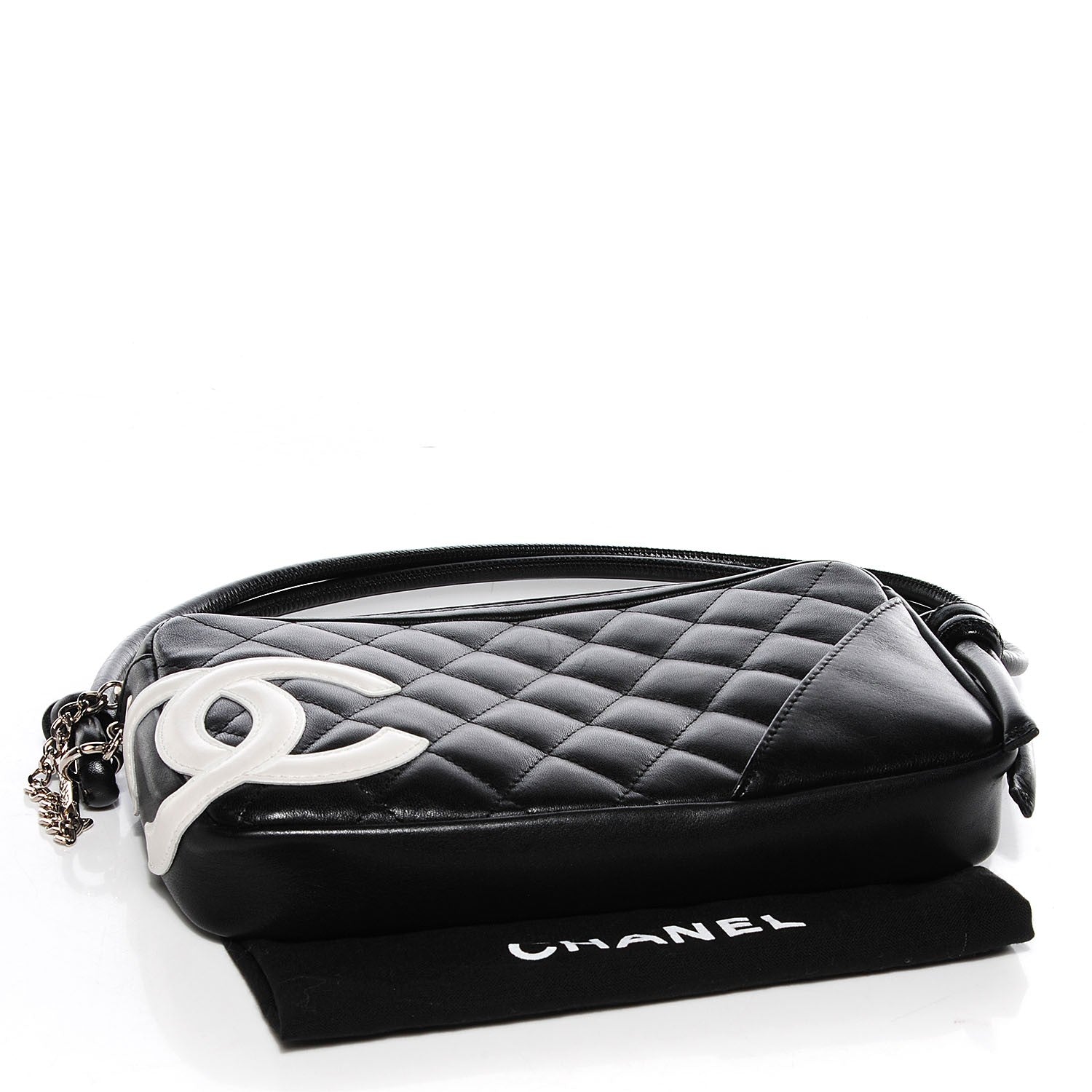 Chanel Calfskin Quilted Cambon Pochette Black White 4 of 7