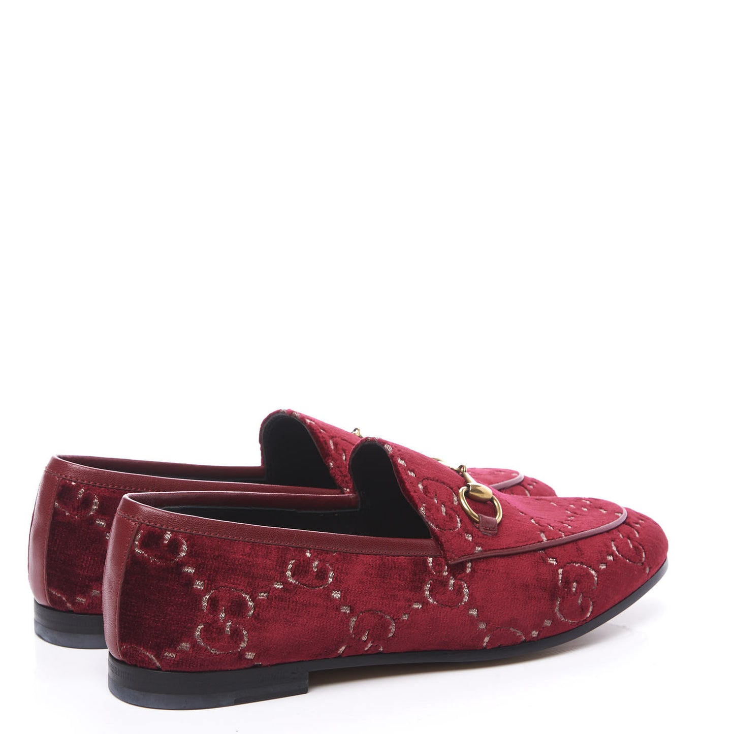 Velvet Malaga Kid GG Monogram Horsebit Womens Jordaan Loafers 36 Red Cipria Romantic Cerise