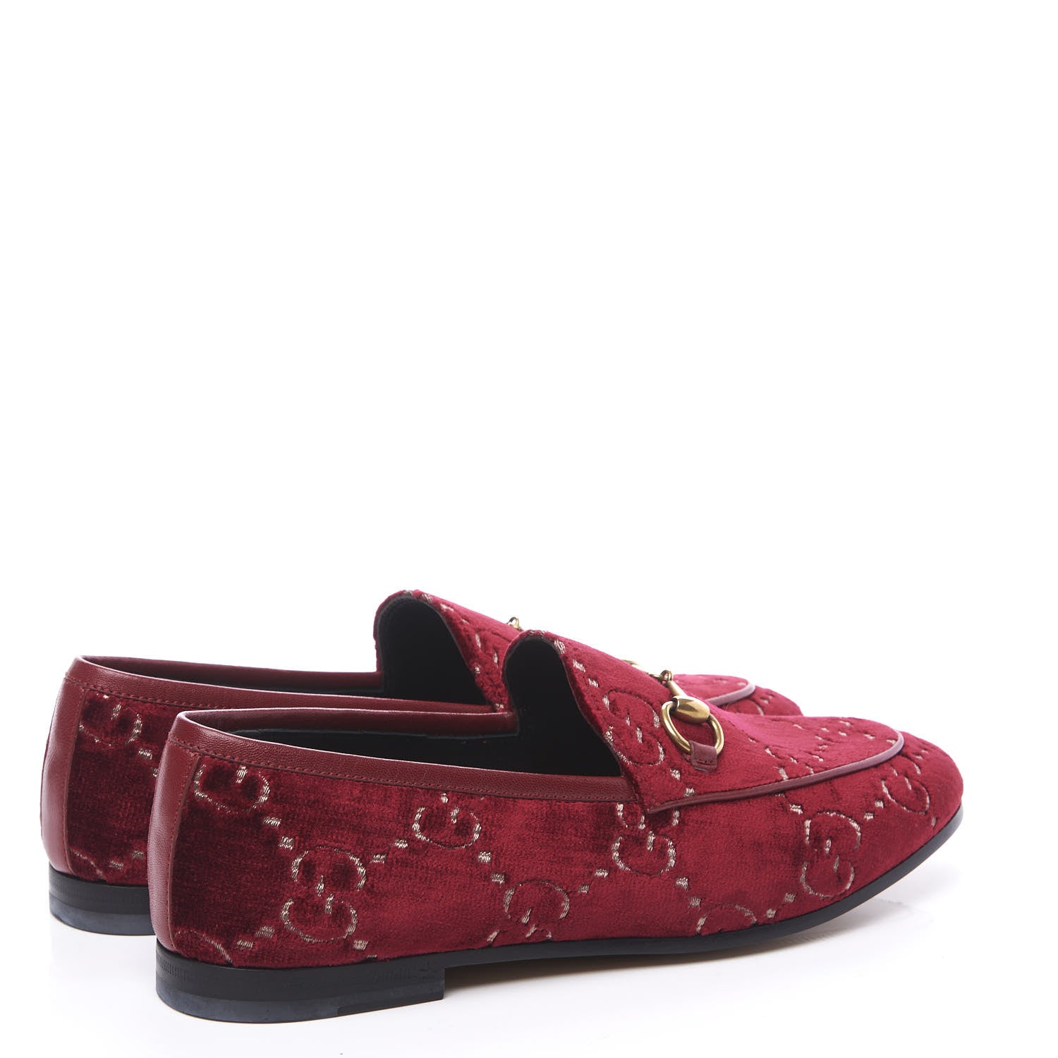 Gucci Velvet Malaga Kid GG Monogram Horsebit Womens Jordaan Loafers 36 Red Cipria Romantic Cerise 4 of 11