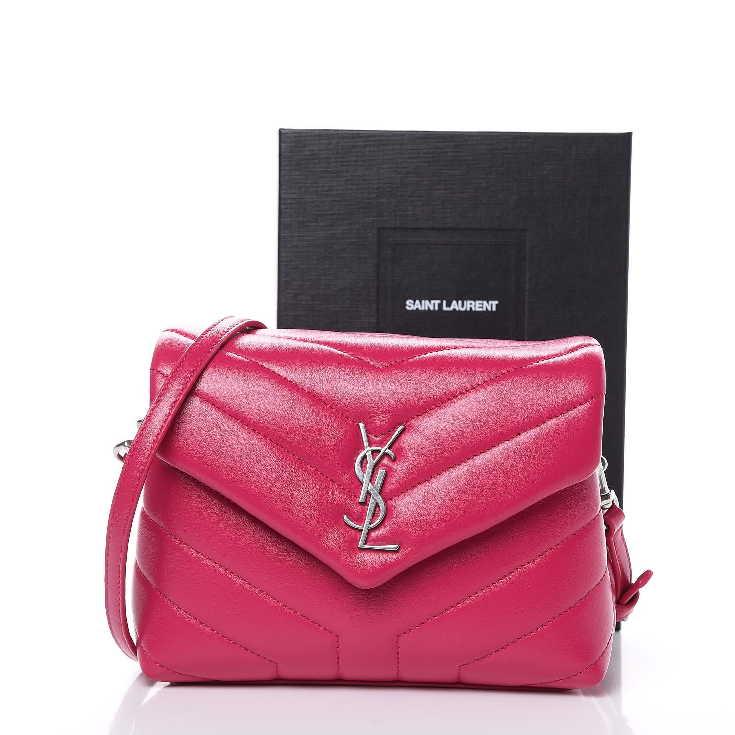 Saint Laurent Calfskin Y Quilted Monogram Toy Loulou Crossbody Bag Freesia 10 of 10