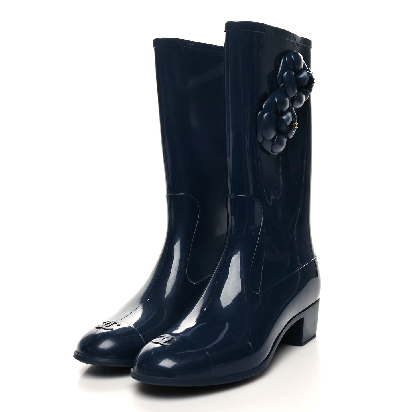 Rubber Camellia Rain Boots 41 Dark Blue