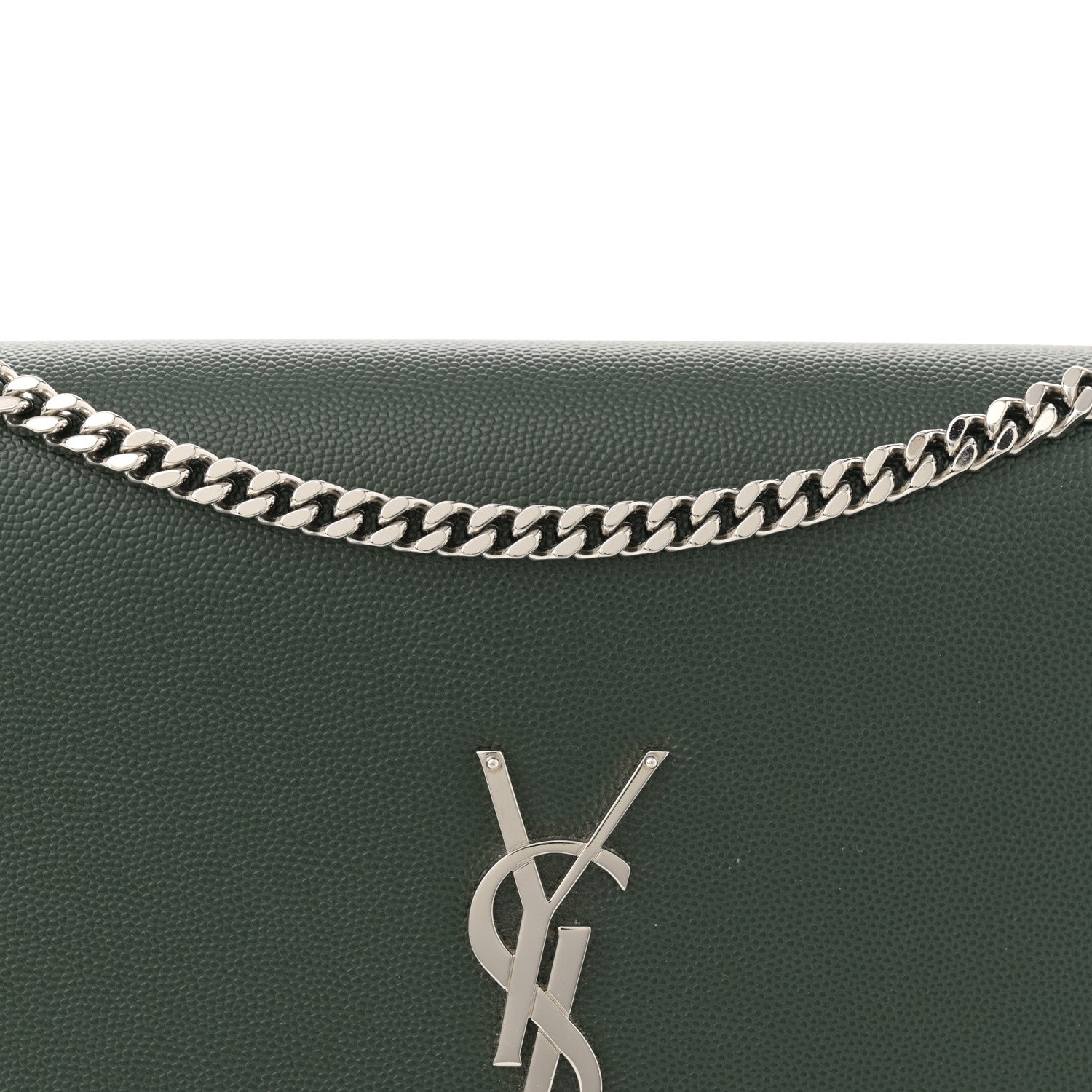 Saint Laurent Grain De Poudre Medium Classic Monogram Kate Satchel Vert Fonce 9 of 12