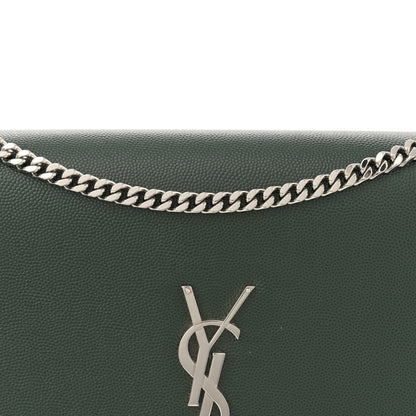 Saint Laurent Grain De Poudre Medium Classic Monogram Kate Satchel Vert Fonce 9 of 12