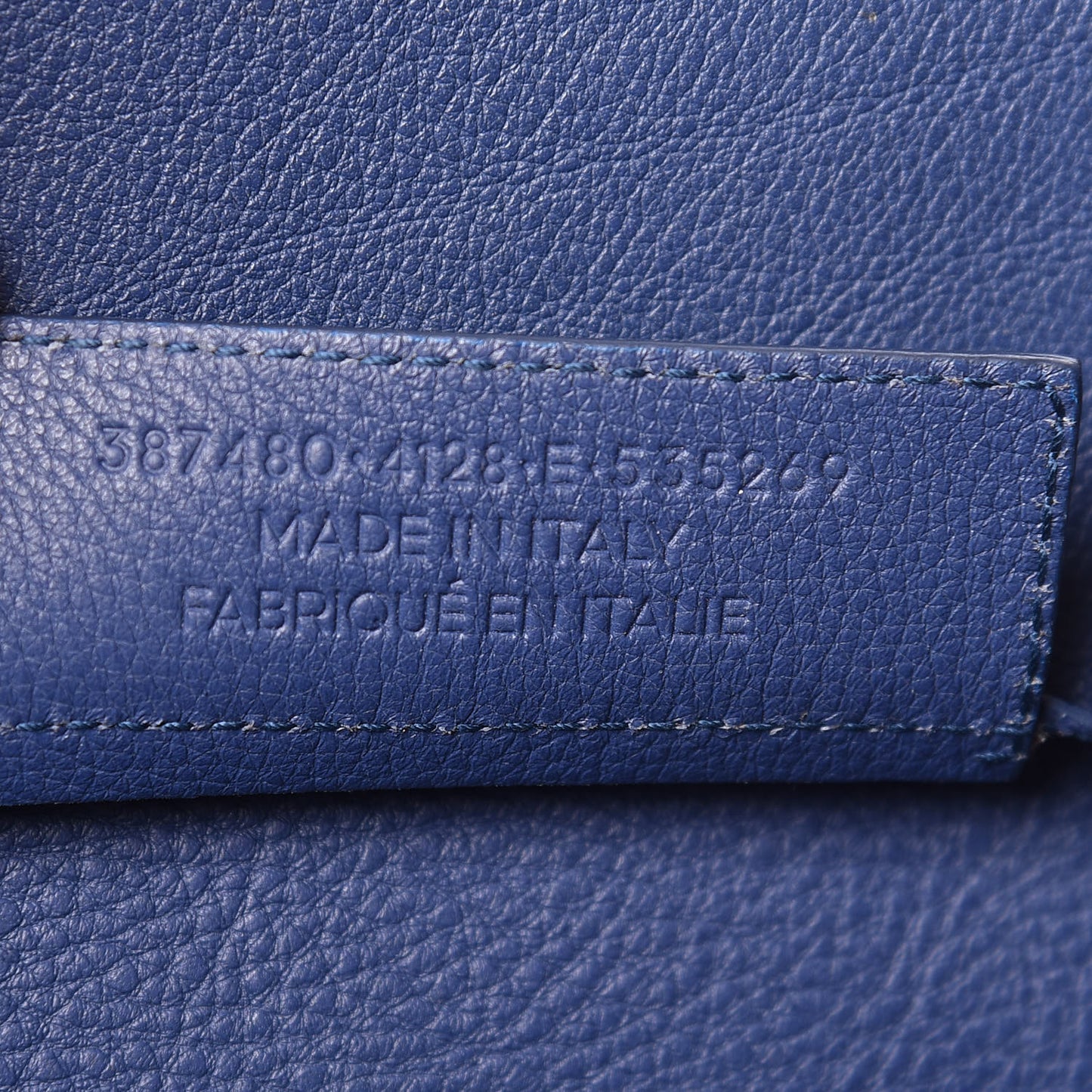 Grained Calfskin Gold Metallic Edge Hardware Papier A4 Tote Bleu