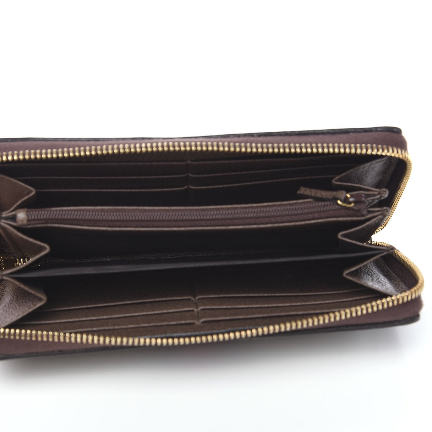 GG Supreme Monogram Web Ophidia Zip Around Wallet Brown