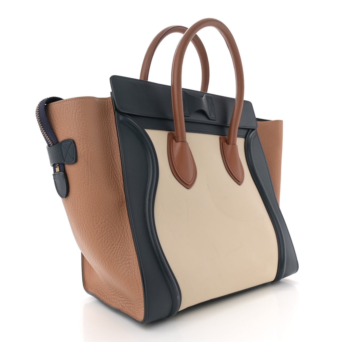 Elephant Calfskin Mini Tri-Color Luggage Brown