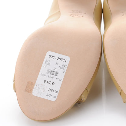 Chanel Calfskin Peep Toe CC Pumps 39.5 Beige 6 of 10