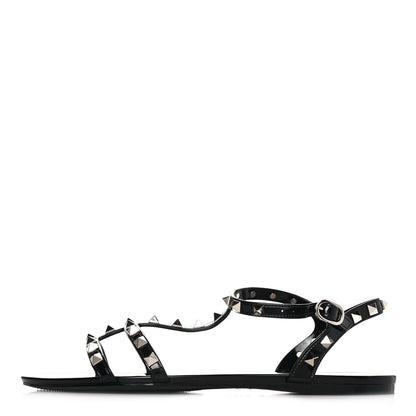 Valentino Garavani PVC Jelly Rockstud Caged Sandals 40 Black 1 of 9