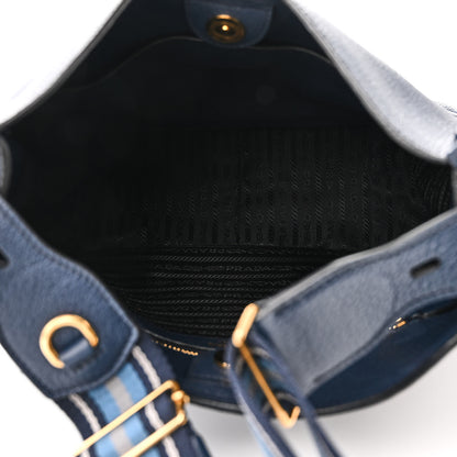 Prada Vitello Daino Hobo Messenger Bag Baltico 5 of 9