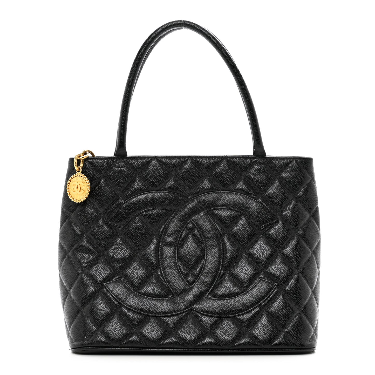 Caviar Quilted Medallion Tote Black