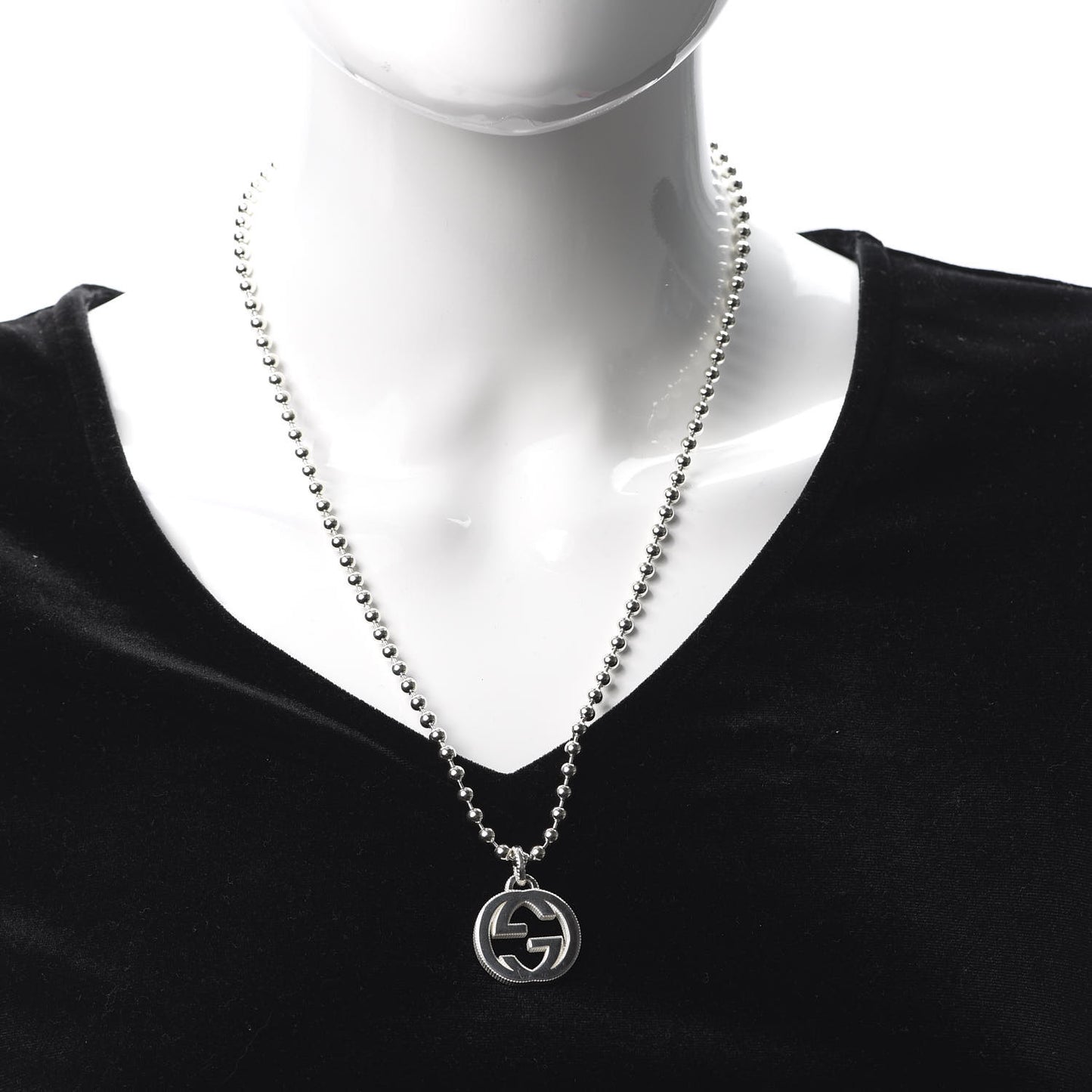 Sterling Silver Boule Interlocking G Pendant Necklace