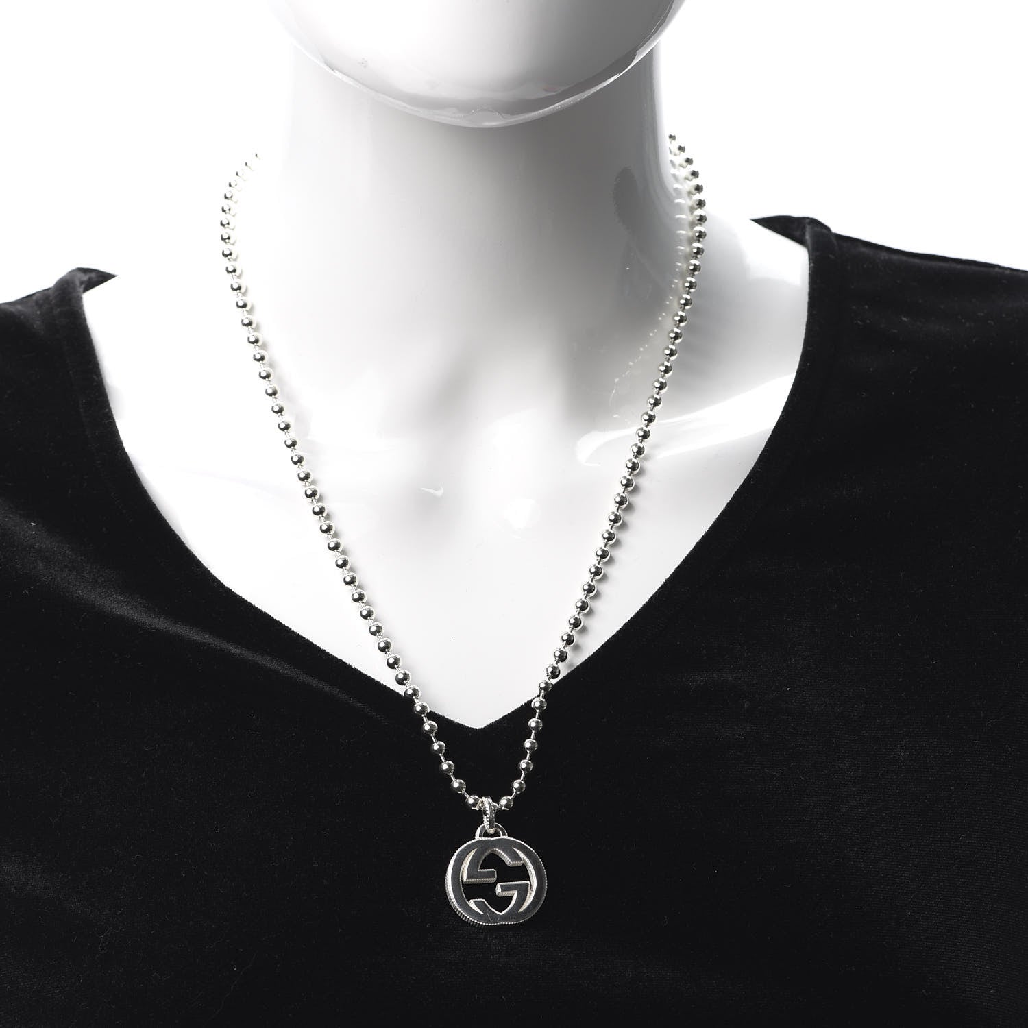 Gucci Sterling Silver Boule Interlocking G Pendant Necklace 2 of 7