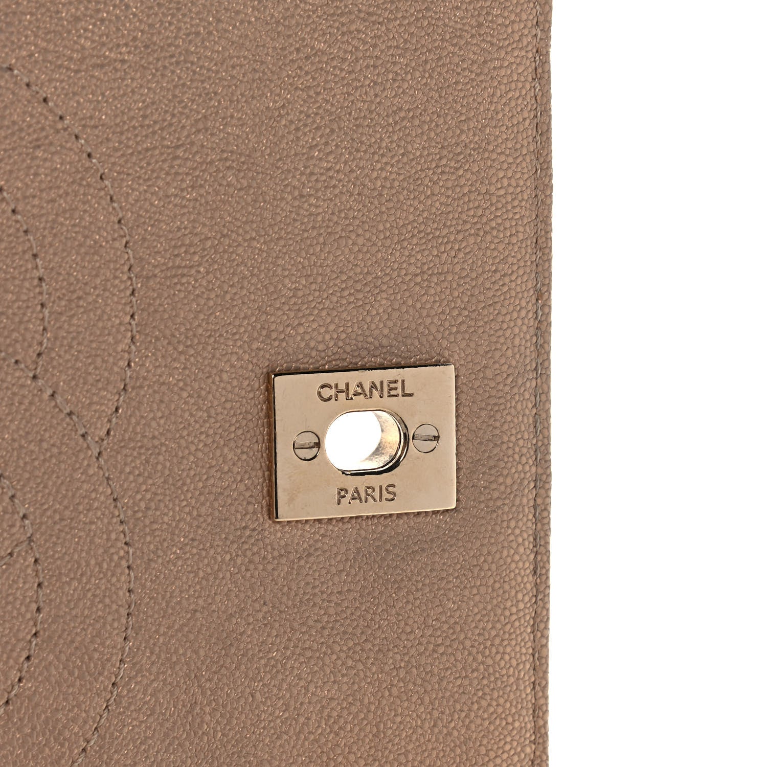 Chanel Metallic Caviar Chevron Quilted Medium Statement Flap Beige 7 of 12
