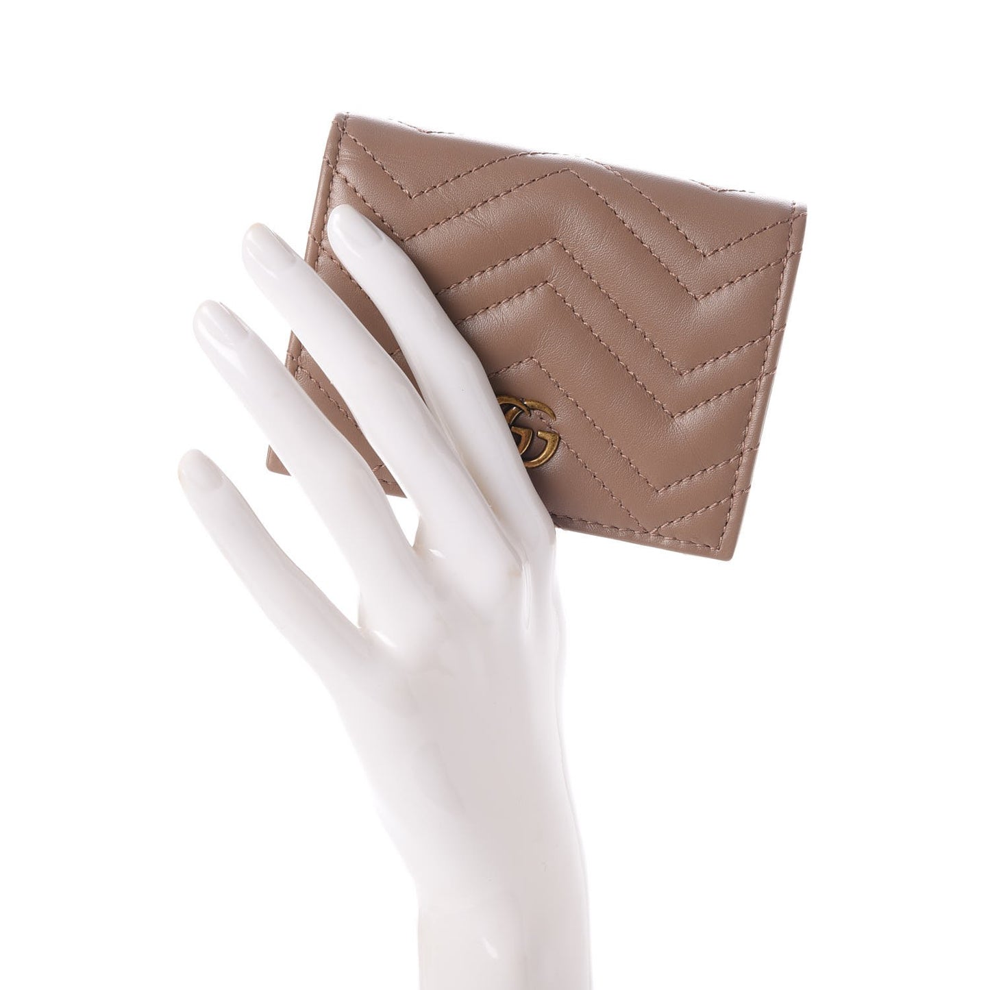 Calfskin Matelasse GG Marmont Card Case Wallet Porcelain Rose