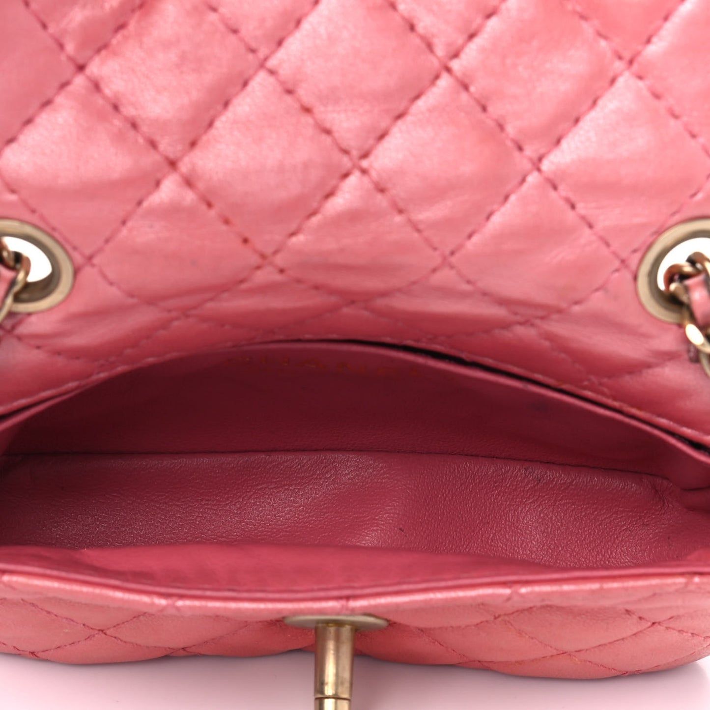 Iridescent Lambskin Quilted Precious Jewel Extra Mini Flap Pink
