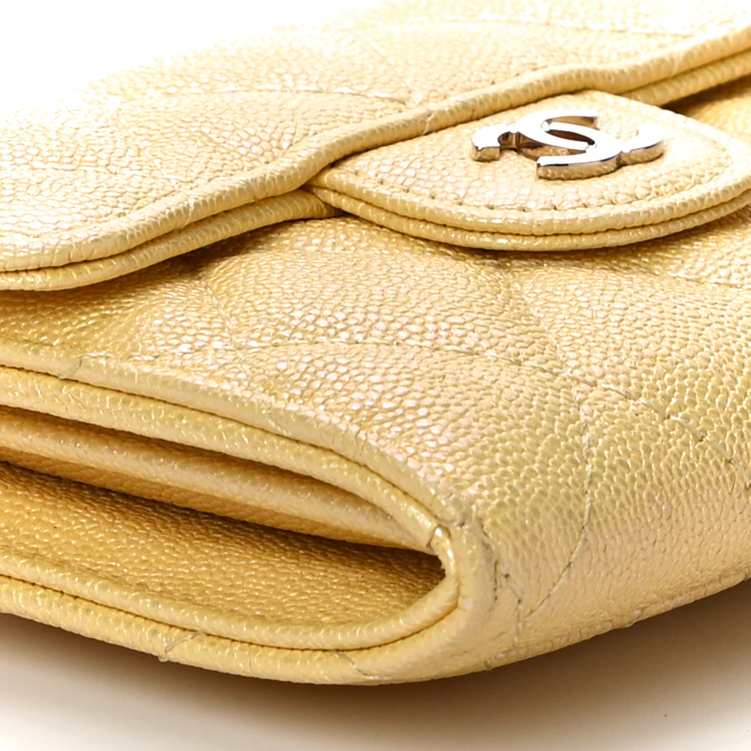 Chanel Iridescent Caviar Quilted Flap Card Holder Yellow 10 of 12