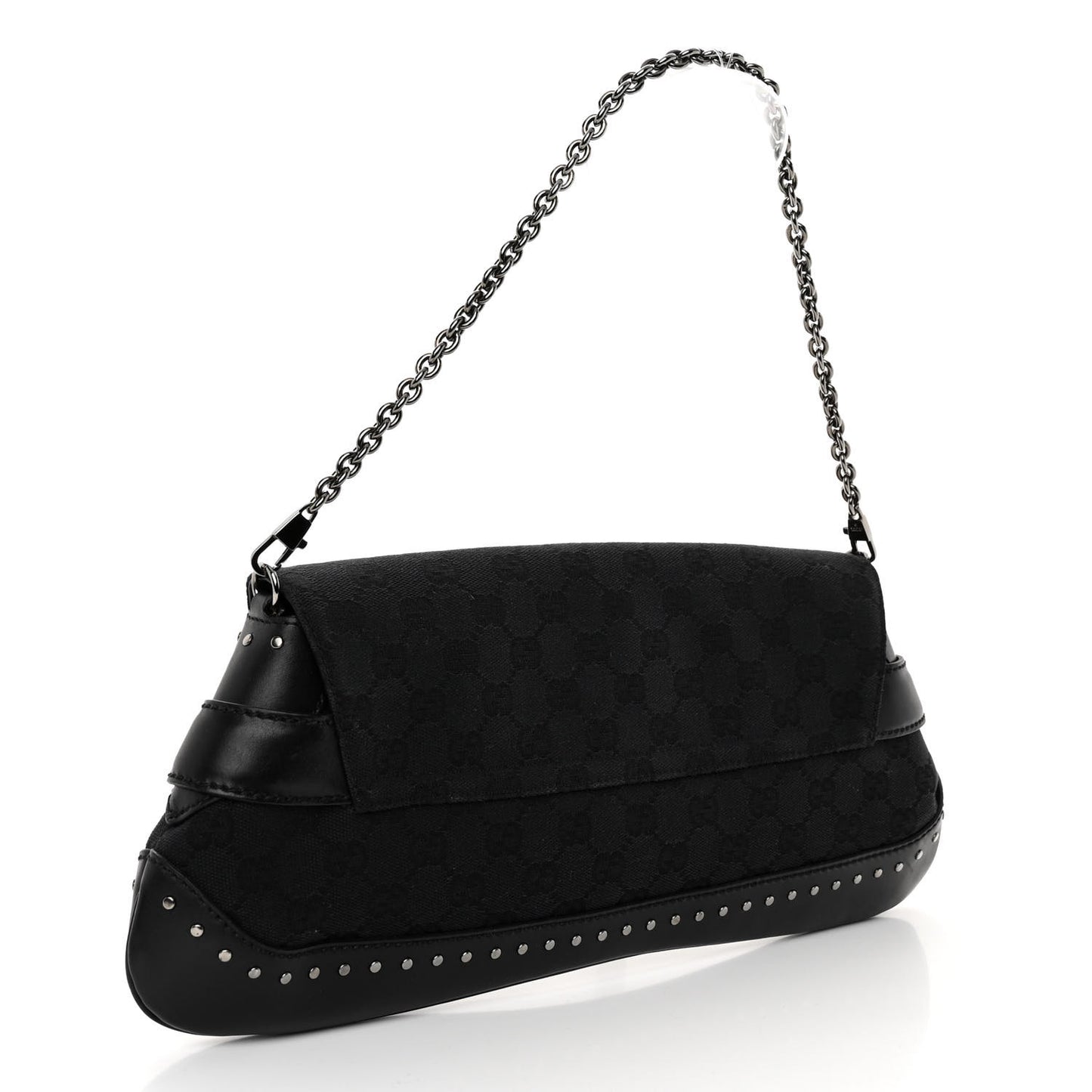 Monogram Studded Horsebit Clutch Black