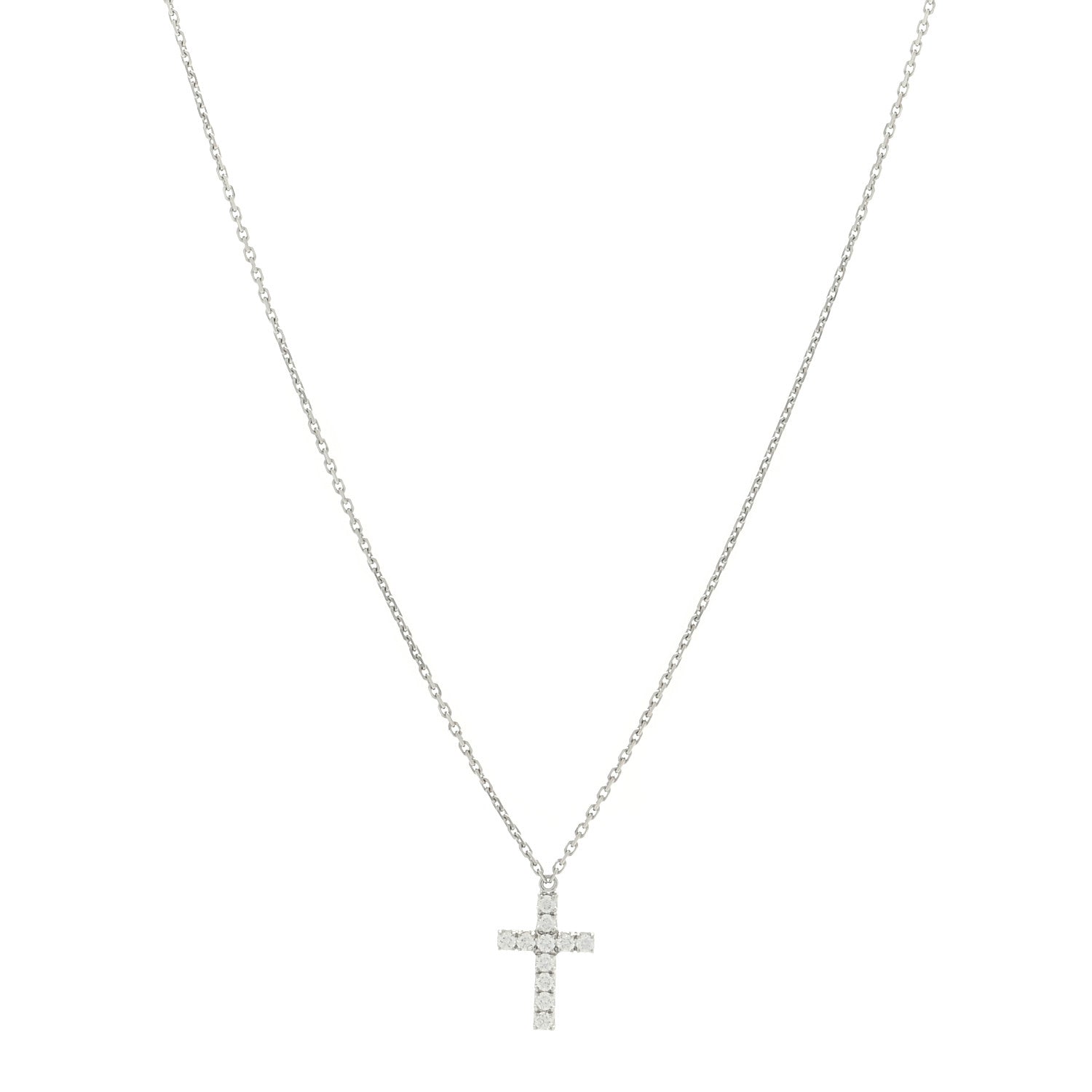 Cartier 18K White Gold Diamond Symbols Cross Pendant Necklace 1 of 4