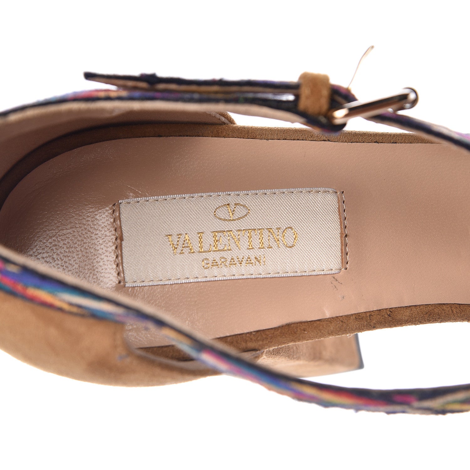 Valentino Garavani Suede Native Embroidered Strap Sandals 38.5 Beige 5 of 7