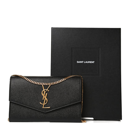 Saint Laurent Grain De Poudre Uptown Chain Wallet Black 12 of 12