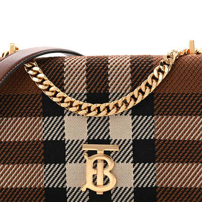 Burberry Calfskin Knit Check Small Lola Bag Dark Birch Brown 14 of 21