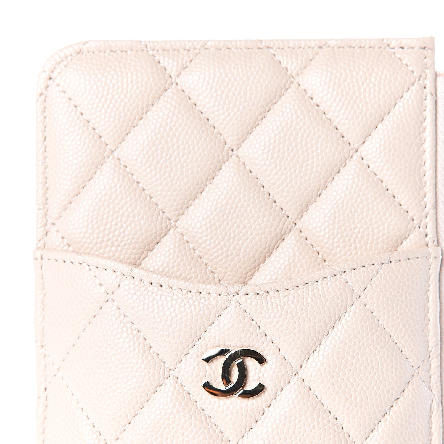 Chanel Caviar Quilted Classic Flat Wallet Pouch Light Beige 9 of 10