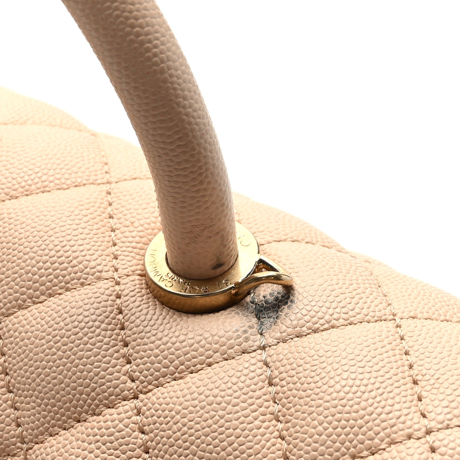 Chanel Caviar Quilted Medium Coco Handle Flap Light Beige 13 of 13