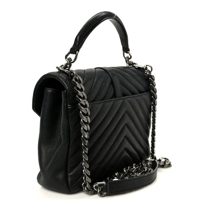Saint Laurent Sheepskin Matelasse Chevron Monogram Monochrome Medium College Bag Black 2 of 11