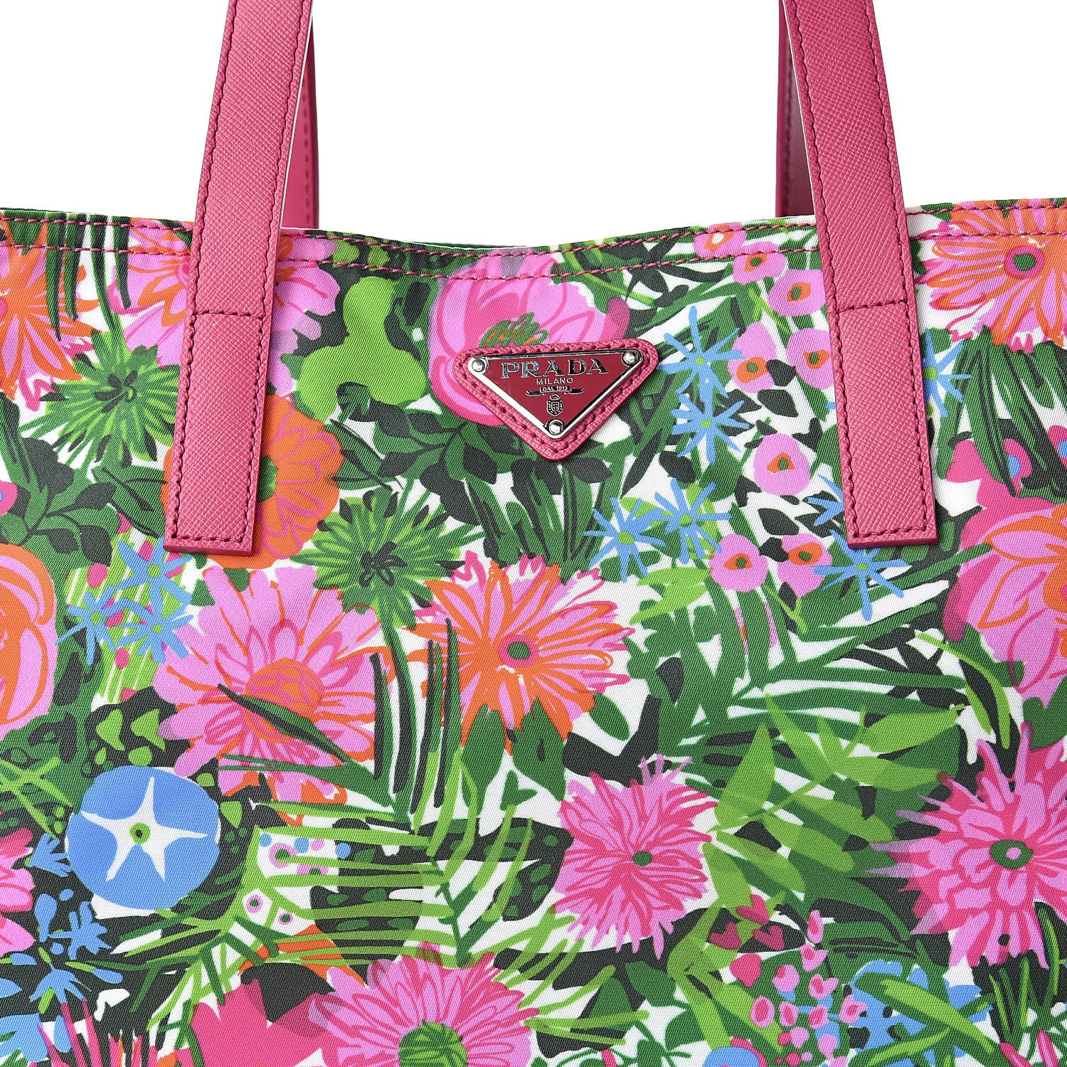 Prada Tessuto Nylon Floral Print Tote Pink 9 of 12
