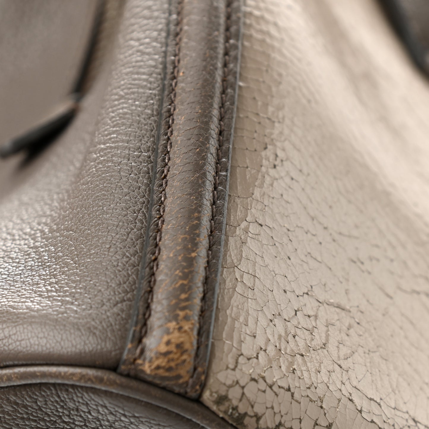 Crackled Goatskin Top Handle Tote Pomice Argilla