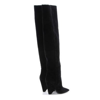 Saint Laurent Velvet Niki 105 Thigh High Boots 39.5 Black 4 of 6