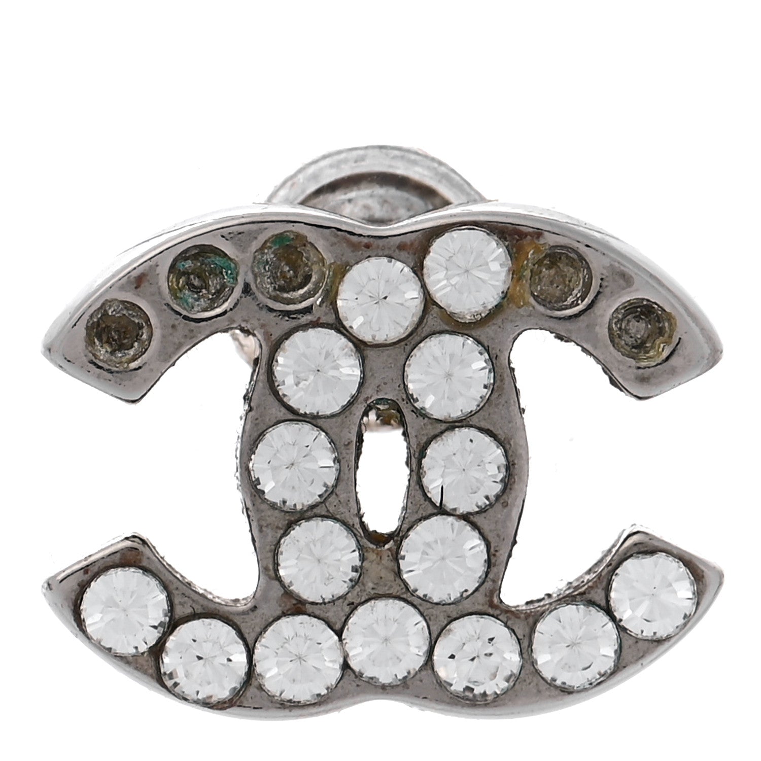 Chanel Crystal Mini Timeless CC Earrings Silver 6 of 7