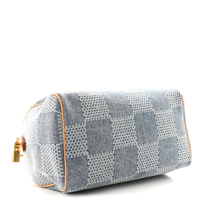 Louis Vuitton Damier Denim 3D Speedy Bandouliere 25 Bleu 4 of 9
