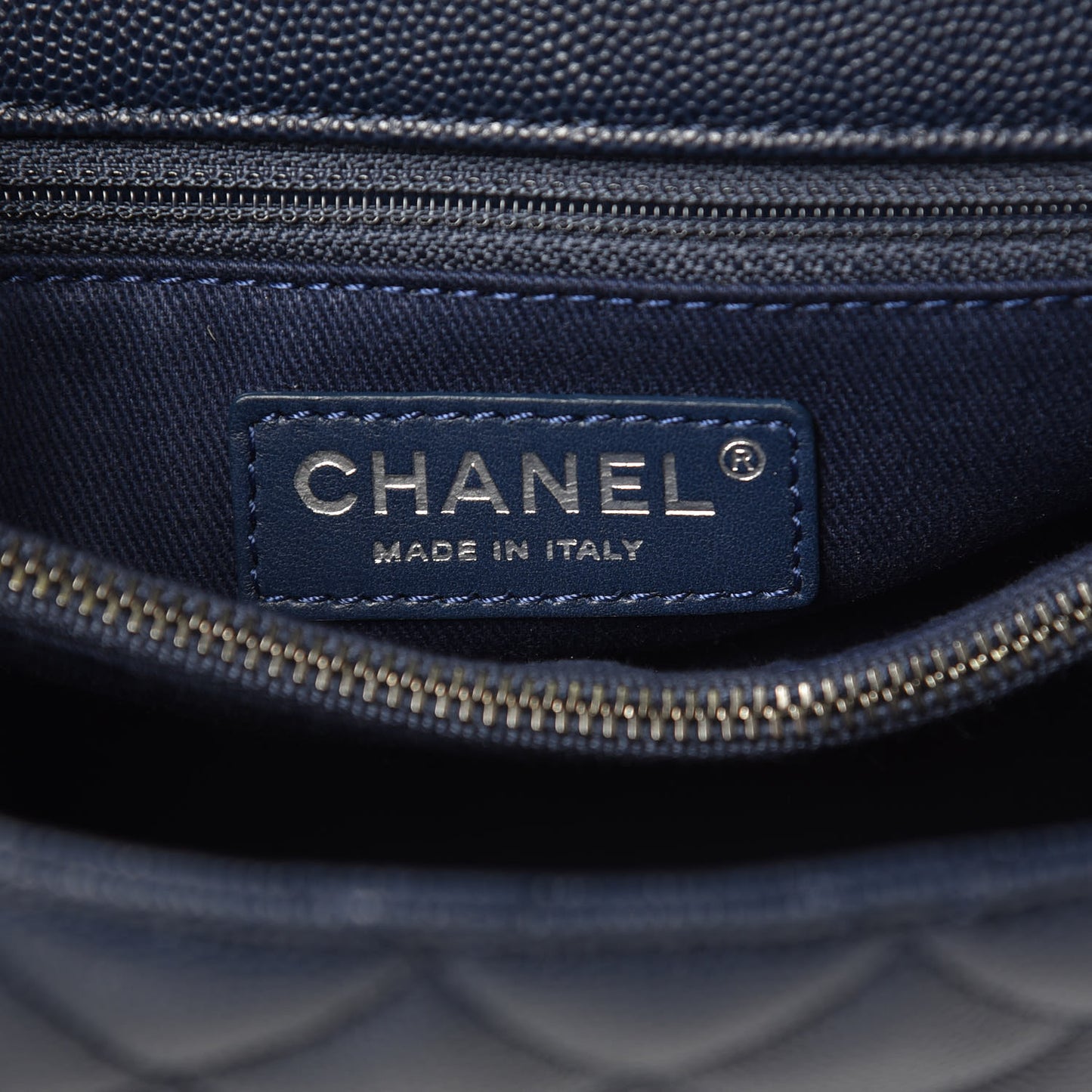 Caviar Quilted Small Coco Handle Flap Navy