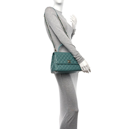 Chanel Caviar Quilted Small Coco Handle Flap Green 2 of 11