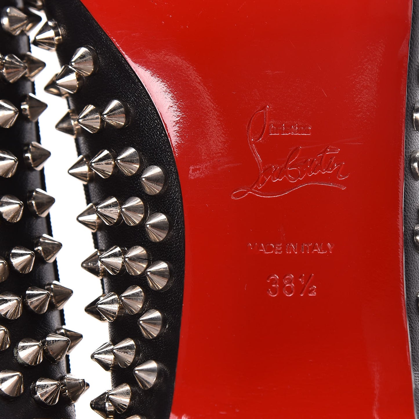 Shiny Nappa Big Kiss Spikes Flats 38.5 Black